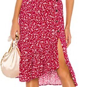Pink Floral Midi Skirt